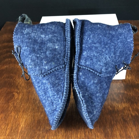 Maria La Rosa Mottled Navy Felt Wool Slippers Sz S - Picture 3 of 8
